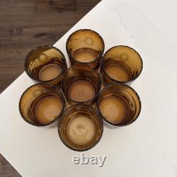 Bobby Flay Amber Etched Double Old Fashioned Whiskey Rocks Glasses Set Of 7