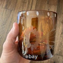 Bobby Flay Amber Etched Double Old Fashioned Whiskey Rocks Glasses Set Of 7