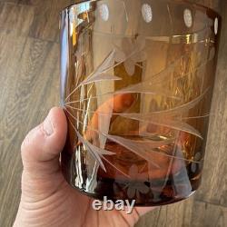 Bobby Flay Amber Etched Double Old Fashioned Whiskey Rocks Glasses Set Of 7
