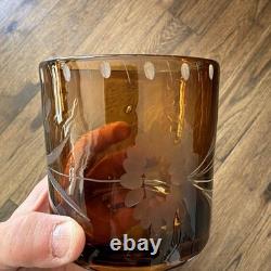 Bobby Flay Amber Etched Double Old Fashioned Whiskey Rocks Glasses Set Of 7