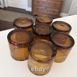 Bobby Flay Amber Etched Double Old Fashioned Whiskey Rocks Glasses Set Of 7