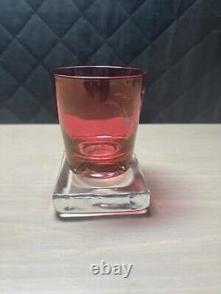 Bohemian Red Cut To Clear Double Old Fashioned Bar Glasses (6 +1)