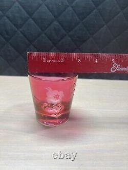 Bohemian Red Cut To Clear Double Old Fashioned Bar Glasses (6 +1)