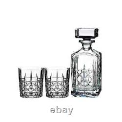 Brady 32 oz. Clear Crystal Decanter and Double Old-Fashioned Glasses (Set of 3)