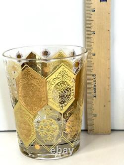 CERA 22K Gold Double Old Fashioned Rocks Glasses Pineapple Ned Harris USA 1950's