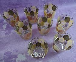 CERA 22K Gold Pineapple Double Old Fashioned Rocks Glasses 8 Ned Harris MCM VTG