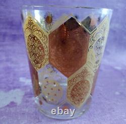 CERA 22K Gold Pineapple Double Old Fashioned Rocks Glasses 8 Ned Harris MCM VTG