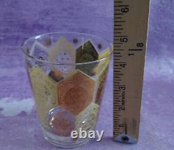 CERA 22K Gold Pineapple Double Old Fashioned Rocks Glasses 8 Ned Harris MCM VTG