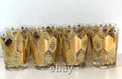 CERA 22K Gold Pineapple Double Old Fashioned Rocks Glasses Set Of 8 Ned Harris