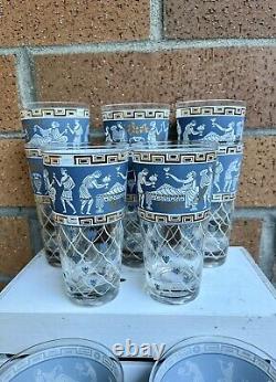 CERA GLASS MCM 13 Vintage Etruscan Frieze Glasses Double Old Fashioned Highball