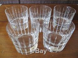 CHRISTOFLE IRIANA Crystal DECANTER & 5 Double Old Fashioned WHISKEY Glasses