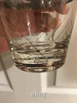 CULVER SORRENTO Double Old Fashioned SILVER BLUE MID CENTURY GLASSES SET OF 6