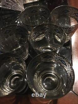 CULVER SORRENTO Double Old Fashioned SILVER BLUE MID CENTURY GLASSES SET OF 6
