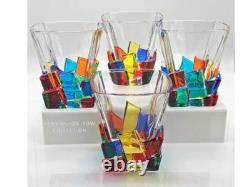 Capri Italian Crystal Whiskey Old Fashioned Glasses Set of 4 Hand Painted