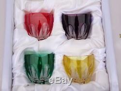 Cased Set Of (4) Faberge Crystal Lausanne Double Old Fashioned Glasses Mib