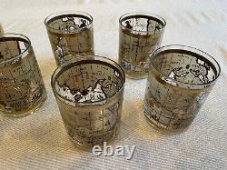 Cera 8 Pc World Map Double Old Fashioned Cocktail Glasses MCM