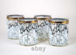 Cera Dow Jones 1966-1976 Double Old Fashioned Glasses Set of 4 Vintage Barware