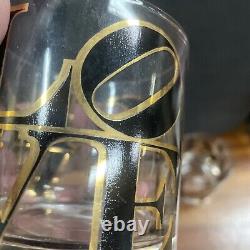 Cera Mcm Barware LOVE Double Old Fashion Whiskey Glasses Set 4 Pop Art