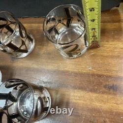 Cera Mcm Barware LOVE Double Old Fashion Whiskey Glasses Set 4 Pop Art