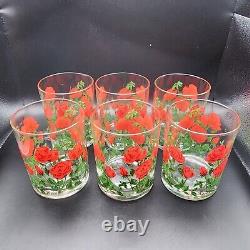 Cera Rose Double Old Fashioned Low Ball Vintage Barware Glasses MCM Set of 6