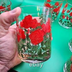 Cera Rose Double Old Fashioned Low Ball Vintage Barware Glasses MCM Set of 6