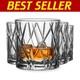 City Crystal Double Old Fashioned Glass Set of 4 11 Fl. Oz, Asymmetric Design