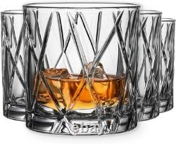 City Crystal Double Old Fashioned Glass Set of 4 11 Fl. Oz, Asymmetric Design