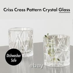 City Crystal Double Old Fashioned Glass Set of 4 11 Fl. Oz, Asymmetric Design