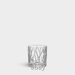 City Crystal Double Old Fashioned Glass Set of 4 11 Fl. Oz, Asymmetric Design