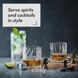 City Crystal Double Old Fashioned Glass Set of 4 11 Fl. Oz, Asymmetric Design
