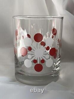 Crate & Barrel Atomic Red & White Snowflake Double Old Fashioned Glasses Set 8
