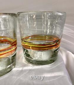 Crate & Barrel Granada Mexican Hand Blown Multicolor Highball Glasses-Set of 5
