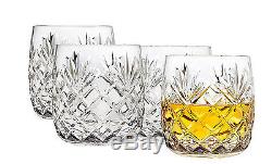 Crystal Double Old Fashioned Glasses Whiskey Burboun Scotch Set of 4
