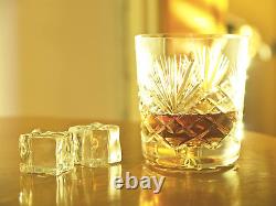 Crystal Double Old Fashioned Set of 6 Glasses Hand Cut DOF Tumblers Tumble