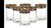 Crystal Double Old Fashioned Whisky Rocks Glasses 10 Oz Gold And Black Greek Key Ornament