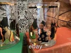 Culver 22K Gold Cat Low Ball Double Old Fashioned Glass George Briard 3 Kitty