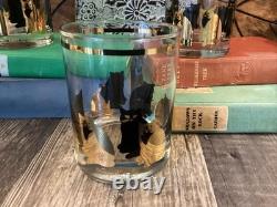 Culver 22K Gold Cat Low Ball Double Old Fashioned Glass George Briard 3 Kitty