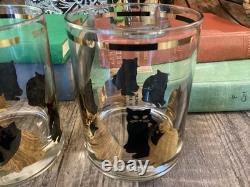 Culver 22K Gold Cat Low Ball Double Old Fashioned Glass George Briard 3 Kitty