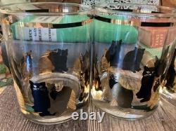 Culver 22K Gold Cat Low Ball Double Old Fashioned Glass George Briard 3 Kitty