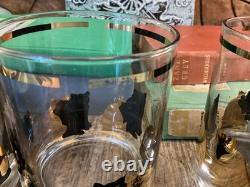 Culver 22K Gold Cat Low Ball Double Old Fashioned Glass George Briard 3 Kitty
