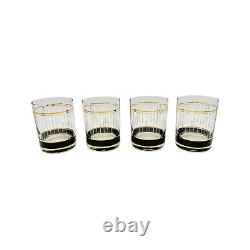 Culver 22K Gold Double Old Fashioned Glassware Barware Mid Century Set of 4