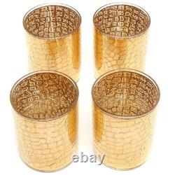 Culver 22k Gold Alligator Double Old Fashioned Bar Glasses Retro 1960s Set of 4