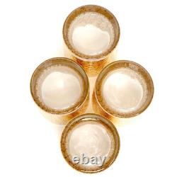 Culver 22k Gold Alligator Double Old Fashioned Bar Glasses Retro 1960s Set of 4