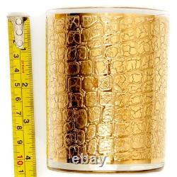 Culver 22k Gold Alligator Double Old Fashioned Bar Glasses Retro 1960s Set of 4