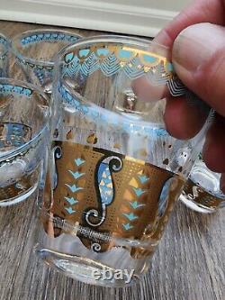Culver Glassware Saratoga Double Old Fashioned Glasses 22k Gold Set Of 7