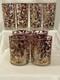 Culver Kaleideoscope red, white and 22k gold flowers (4 Highball, 4 Rocks)