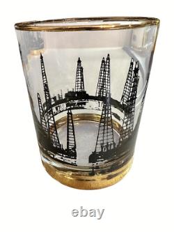 Culver Lotus MCM Oil Field Rig Derrick Double Old Fashioned Glasses Set Of 8