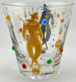 Culver Mardi Gras Harlequin Double Old Fashioned Glass Pair