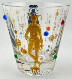 Culver Mardi Gras Harlequin Double Old Fashioned Glass Pair