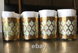 Culver VALENCIA Double Old Fashioned Glasses 22K Gold Mint Condition Set of 4